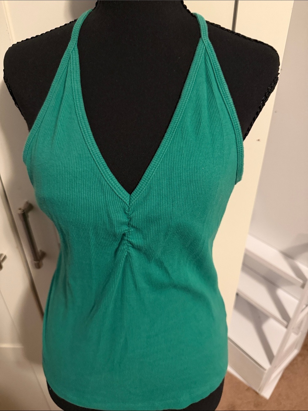 Old Navy Green Ribbed V-Neck Halter Camisole